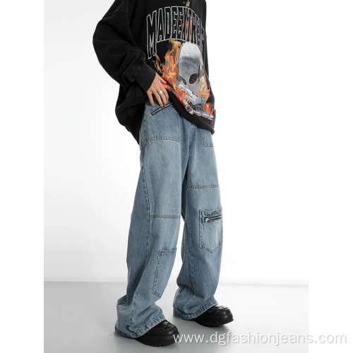 Customized Loose Fit Baggy Cargo Jeans Pants